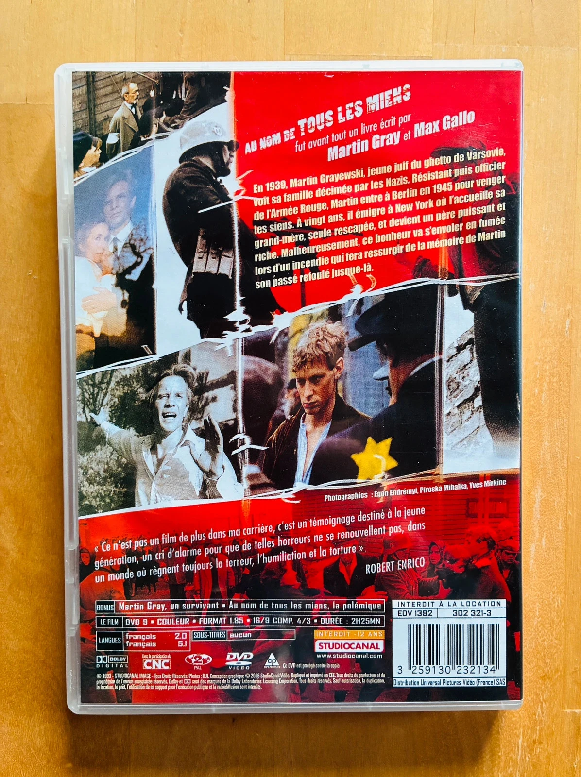 DVD Em nome de todos os meus de Robert Enrico. – photo 3